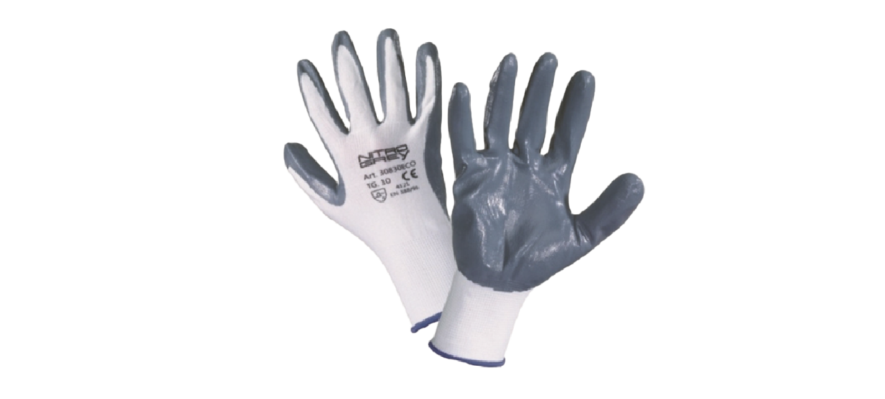 Guanti poliestere cotone in nitrile grigio AB37 ECO